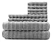 Darware 100% Cotton Gray Towels (8-Piece Set), Quick-Dry 510 GSM Zero-Twist Bath Towels (Gray)
