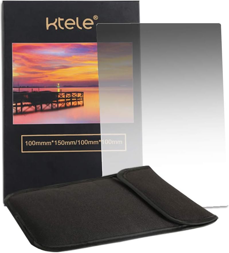 100 * 150mm Square Natural Density Filter ND16, Ultra-thin Optical Resin Graduated Grey, Higher Light Transmittance Suitable for Camera Lenses
