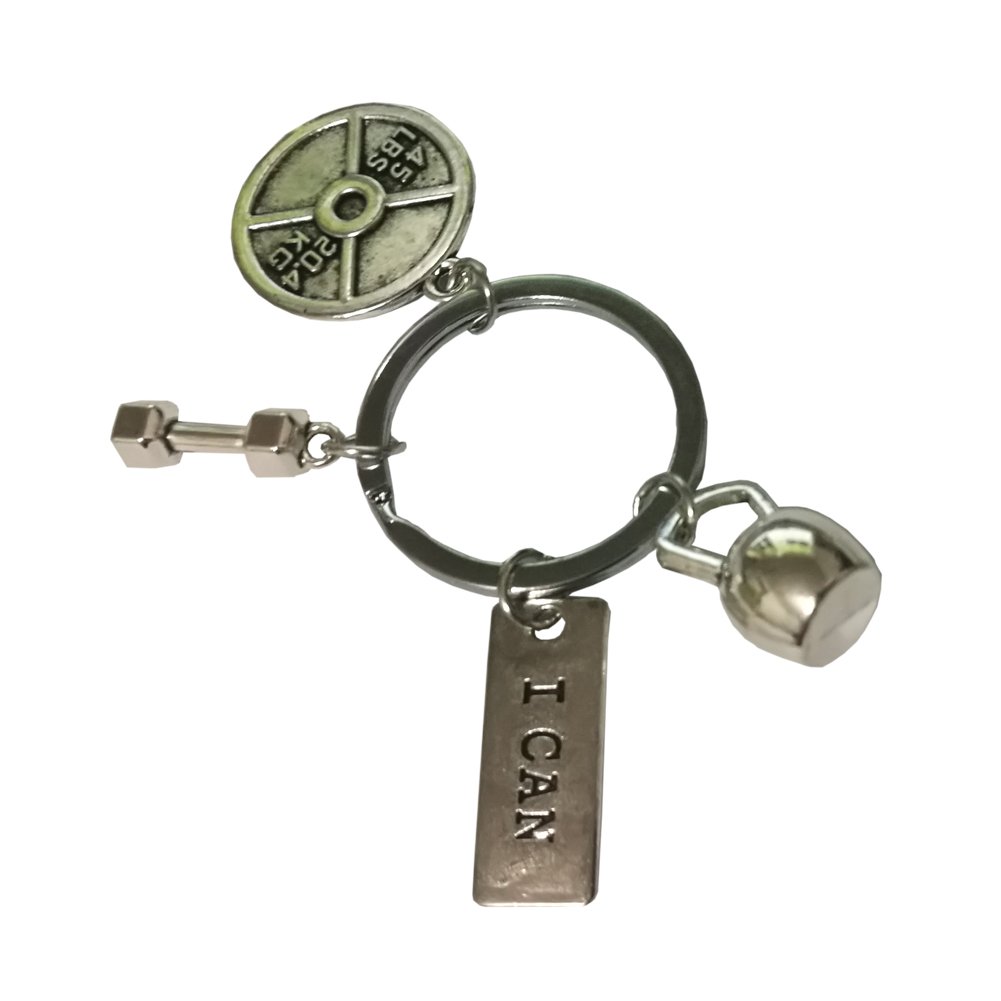 ShiQiao SplI Can Pendant Keychain Best Motivational Gift Weight Plate Barbell Dumbbell Keychain Gift for Men Women