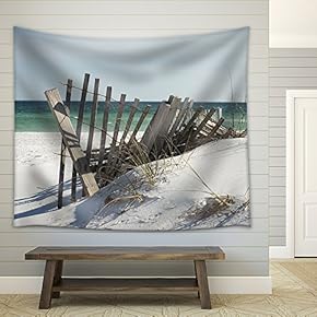 Beach Fence Near Pensacola Beach, Florida. - Fabric Wall Tapestry Home Decor - 51x60 inches