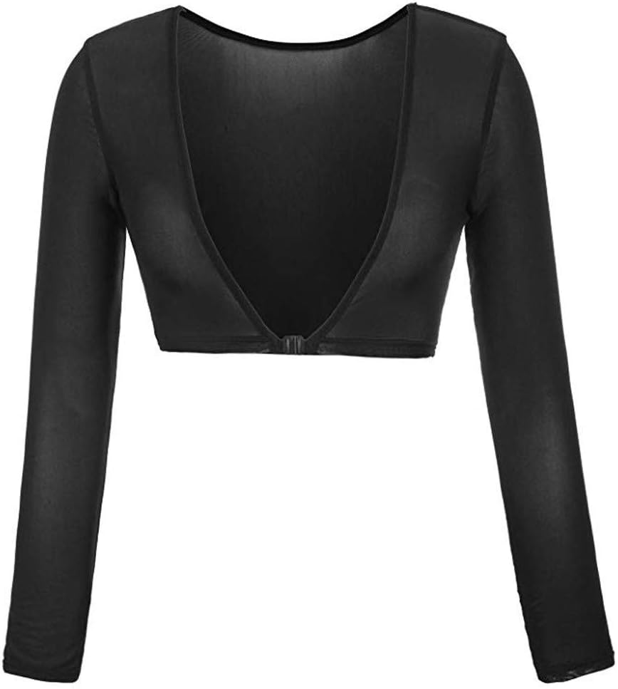 Wawer Seamless Arm Shaper for Women, Women's Hot Short Cropped Navel Mesh Cardigan, Reversible Slip-on Sleeves Underwear Vest,Mesh Perspective Wrap Cardigan