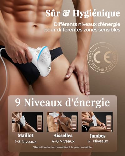 Haarlosy Pulsed Light Hair Remover, Large Window 10cm2, 999,900 IPL Flashes, 9 Levels & 2 Modes, Auto/Manual – Definitive Laser Hair Removal Home Women & Men, Face, Body, Armpits, LCN1202