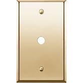 ENERLITES 0.406" Diameter Hole Phone Cable Metal Wall Plate Polished Brass | 0.406" diameter hole for phone/cable, Stainless Steel 201, Standard 1-gang, Polished brass, 3-year warranty, 7741-PB