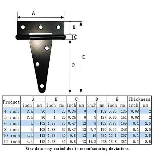 HLMOptimo Heavy Duty T Hinge Tee Hinge T Strap Hinge Shed Hinge Gate