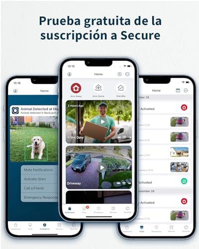 Essential 2 Camara Vigilancia WiFi Exterior HD, Camara Vigilancia WiFi Interior, Sensor de Movimiento, Alarmas Para Casa, Visión Nocturna En Color, Prueba Arlo Secure Incluida, 2 Cámaras, Blancas