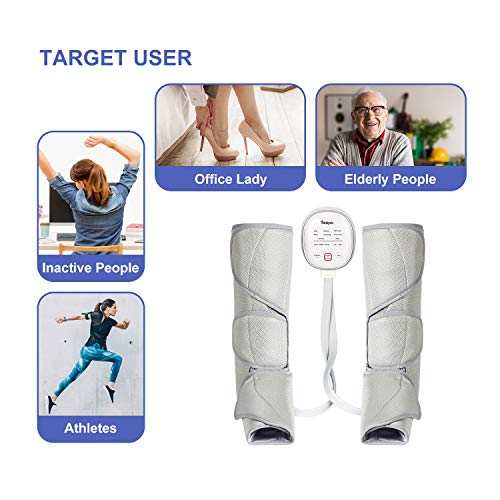 Tespo Leg Massager with Heat Air Compression Wrap Massage Foot and Calf for Circulation with Handheld Controller 3 Intensities 6 Modes, Helpful for RLS and Edema