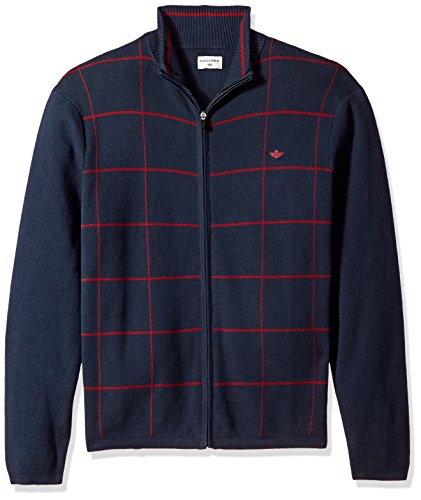 Dockers men s full zip cotton milano windowpane sweater…