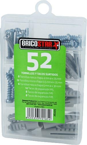 Bricostar - Caja 52 pcs Tornillos y Tacos Surtidos: Amazon.es: Informática
