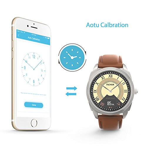 INCHOR Hybrid Smart Watch Stainless Steel with Leather Strap, Heart Rates,Sleep, Blood Pressure Monitor,Calorie Distance Counter Pedometer,Event Vibrates Reminder Fitness Tracker Smartwatch - Thumbnail 4