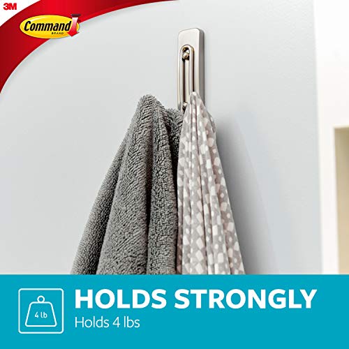 Command Large Double Bathroom Wall Hook, Damage Free Hanging Bath Hook With Adhesive Strip