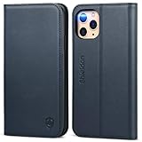 SHIELDON iPhone 11 Pro Case, Genuine Leather iPhone Wallet Case RFID Blocking Credit Card Slots Magnetic Folio Cover Kickstand Protective Case Compatible with iPhone 11 Pro (5.8 Inch) - Dark Blue