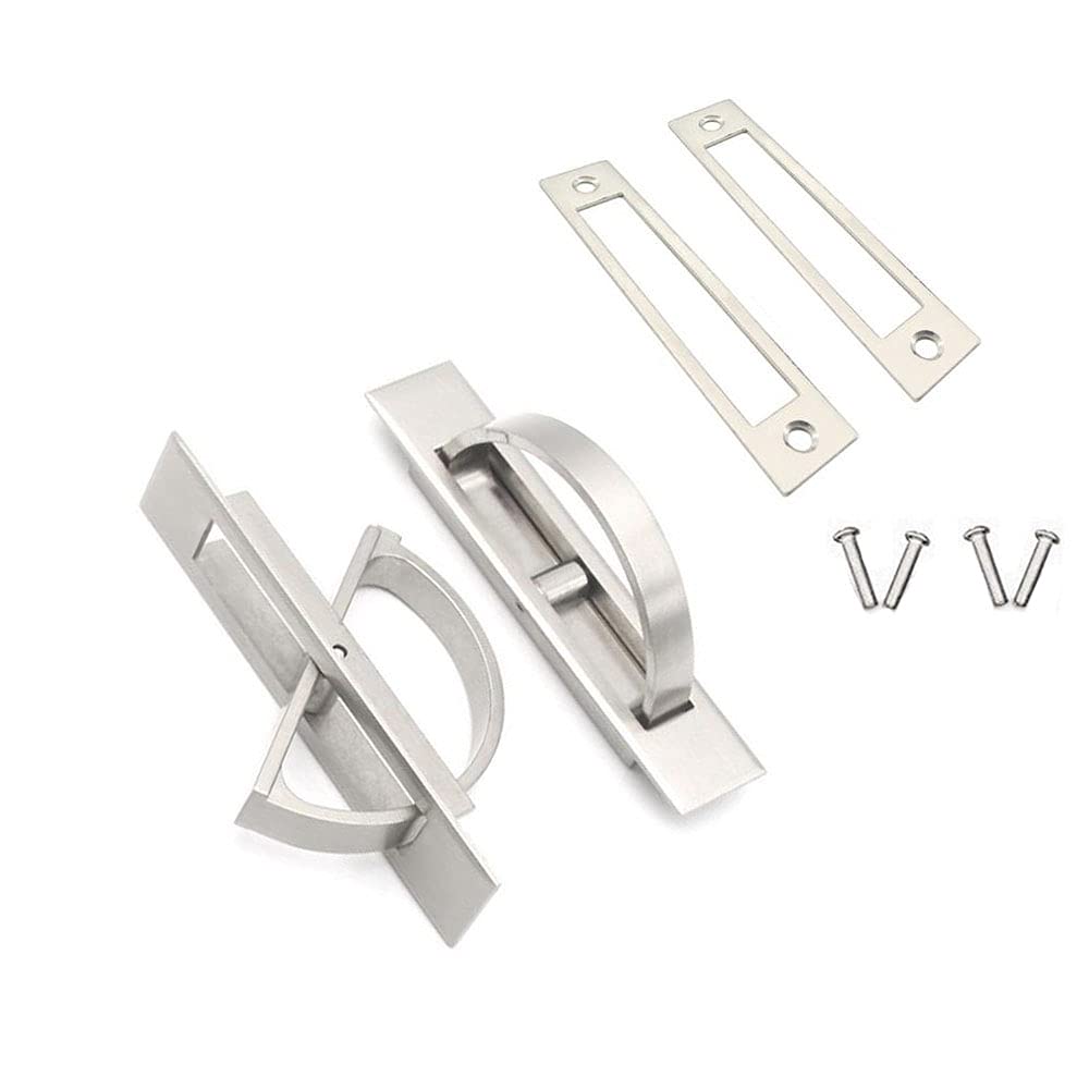 Pack of 2 Invisible Cabinet Drawer Handle Rotating Zinc Alloy Hidden Grip Pulls Handles Hardware for Cabinet, Door, Wardrobe, Tatami and Drawer - Silver