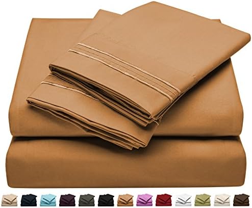 Twin Size Bed Sheet Set - Soft Brushed Microfiber Luxury Comfort Sheet Set - 1800 Thread Count Bedding Linens – Gold - Victoria Collection by Jessie Porter
