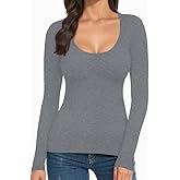 Olankaro Women's Top Scoop Neck Thermal Underwear Shirts Soft Long Sleeve Slim Fit T Shirt Base Layer(White,XXL)