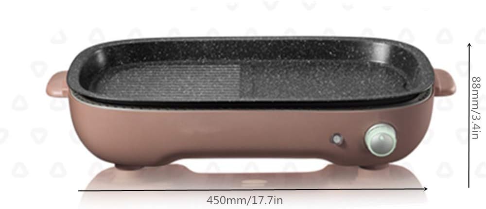 review NBLL Household Portable Electric Grill, Multi-Function Non-Stick Grill, Brown, Aluminum Plate, Aluminum Alloy, Suitable for Family, Party, Barbecue, etc.