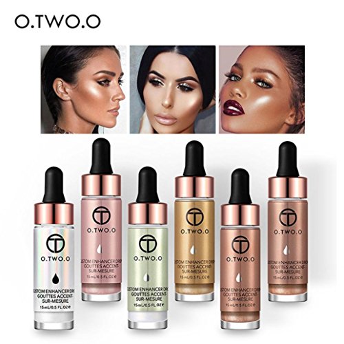 Hunputa Liquid Highlighter Make Up Highlighter Cream Concealer Metallic Shimmer Face Glow Ultra-concentrated Illuminating Bronzing (E)