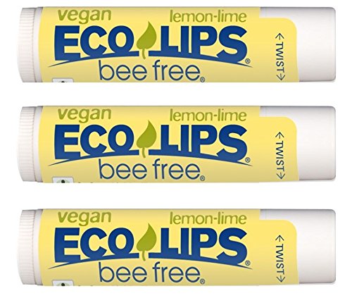 Vegan Lip Balm Lemon Lime By ECO LIPS Flavor 3 Pack - Natural Bee Free with Candelilla Wax, Organic Cocoa Butter & Coconut Oil Lip Care. Soothe & Moisturize Dry, Cracked and Chapped Lips - Made in USA