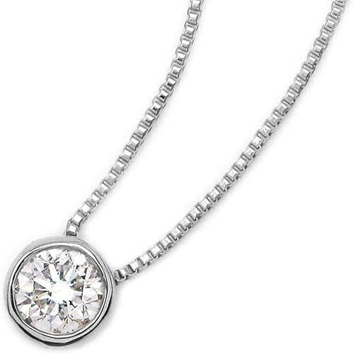 Amazon 宝石の森 ダイヤモンド ネックレス 一粒 0 15ct K18 ホワイトゴールド Nudie Heart Plus 人気の覆輪留 ネックレス 通販