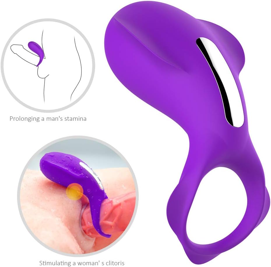 USB Rechargeable Vibrating Pennis Ring Stimulator Plug Stimulation Patterns, Bendable Time Lasting Rooster Ring Enhance for Male Longer