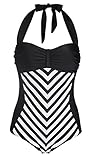 LA PLAGE Women's Swimsuit 50s Retro Polka Plus Size One Piece Monokinis Halter Swimwear