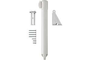 MIKO GROUP Miko Hold Open - Smooth Door Closer - Heavy Duty Pneumatic Storm and Screen Door Closer - Quiet and Soft Operation, Adjustable Closing Speed, Secure Latch Mechanism, Corrosion-Resistant (White)