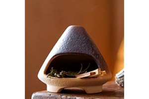 Ceramic Incense Burner Holder,Tabletop Mini Fireplace for Palo Santo/Sage/Cedar Burning,Ceramic Ash Tray,Aromatic Zen Decor,M