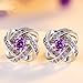 One Style 4 Pairs Earrings Studs Womens 925 Sterling Silver Gemini Earring Set Gift Ear Jacket Silver Hollow Lotus Flower Crystal