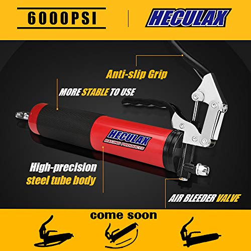 AcPulse HECULAX Grease Gun,7000PSI Heavy Duty Deluxe Pistol Grease Gun with 18" Flex Hose,Easy Operation - Thumbnail 2