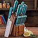 The Pioneer Woman Cowboy Rustic Cutlery Set, 14-Piece Cutlery Knife Block Set (Turquoise)