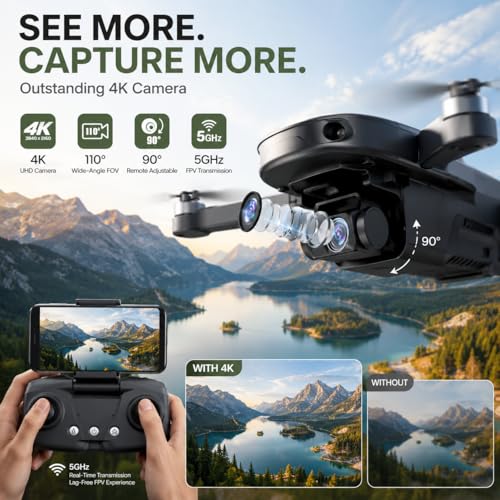 Holy Stone GPS Drones for Adults with Camera 4K - HS175D RC Quadcopter Lightweight FAA-Exempt Design with Auto Return, Follow Me, Waypoint Fly, Altitude Hold, 46 Mins Long Flight
