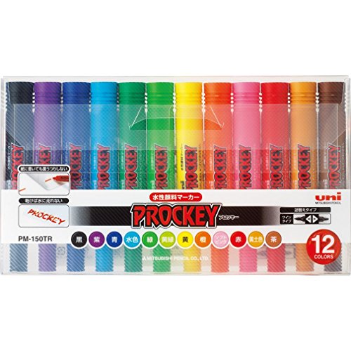 Uni Prockey Fine Point and Bold Point Marker Pen 12-color Set PM150TR12CN