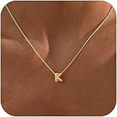 Hayopi Gold Bubble Letter Necklace for Women,14K Gold Plated Initial Letter Necklace Prendant Name Necklace Dainty Charm Necklace Initial Necklaces for Women Trendy Gold Jewelry Personalized Gifts
