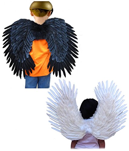SACASUSA (TM) Duo Use Feather Halloween Angel Wings 2 colors 24x22 inch
