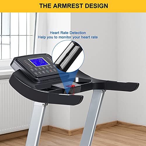 Treadmill with 15 Auto Incline,3HP Folding Electric Treadmill, 10 MPH