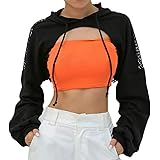 drop shoulder cut out crop hoodie