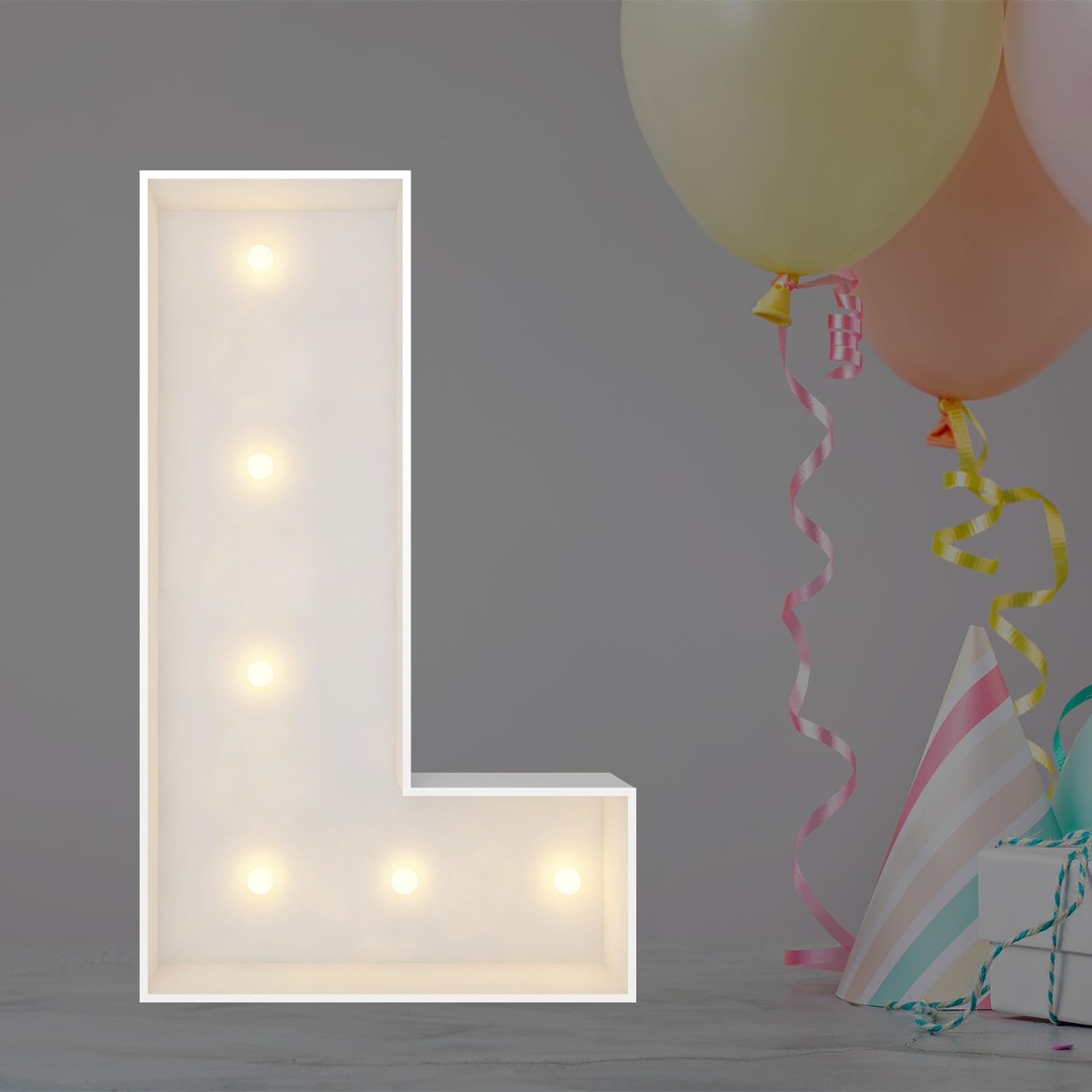 JoyBox Design 2FT Marquee Light Up Letters Numbers, Mosaic Balloon Frame, Party Decoration for Birthday, Wedding, Anniversary, Graduation – Letter L