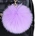Minigianni 4 Inches Purple Big Fluffy Faux Rabbit Fur Pom Pom Charm Ball Key Ring Chain Keychain for Handbag Wallet Purse Car Key(Purple)