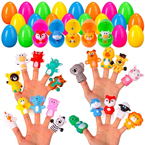 20PACK Easter Eggs PreFilled with Animal Finger Puppets for Easter