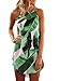 Asvivid Women's Summer Halter Dress Round Neck Sleeveless Floral Print Casual Straps Sundress X-Large Green