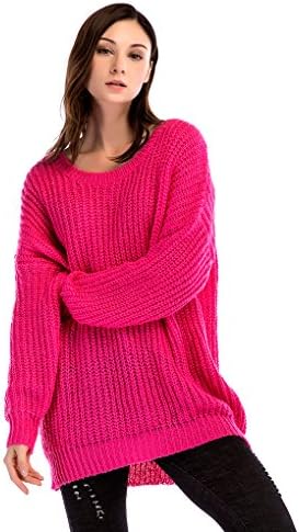 Yaxinyuf Women's Fashion Oversized Knitted Crewneck Casual Pullovers Sweater