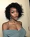 Eayon Hair Short Bob Curly Human Hair Wigs for Women Middle Part Brazilian Virgin Hair Lace Front Wigs with Baby Hair 130% Density Natural Color 10inch
