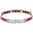 Stainless Steel Link Wristband Evil Eye Protection Beaded Elegua Bracelet - Red and Black Beaded Elegua Bracelet for Adult Men and Women - Elegua Protection Jewelry Gift