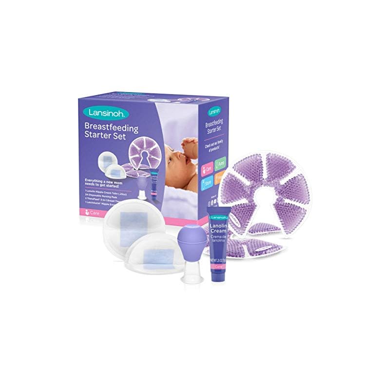 Lansinoh Breastfeeding Starter Set for Nursing Mothers, Breastfeeding Gift for Baby Showers and New Moms, Contains…