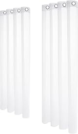 Deconovo Voile Curtains Semi Transparent Eyelet Panels 2 Pack White 55 x 71 Inch view 3