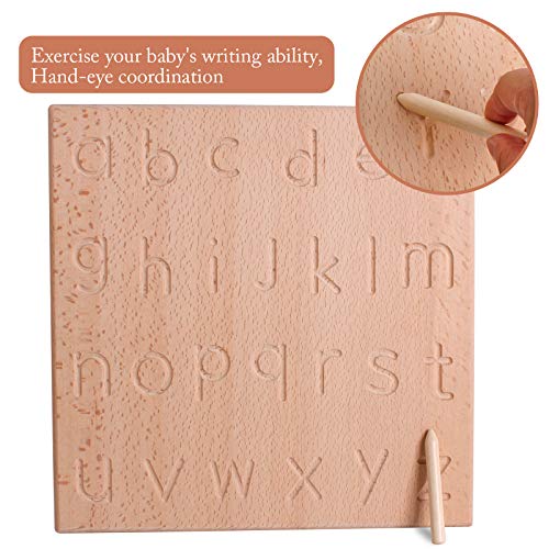 Dinhon Reversible Wooden ABC Learning & Education Aid Alphabet Tracing Board Uppercase and