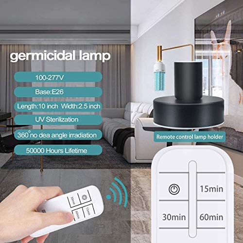 UV Germicidal Lamp, 100W UV Sanitizer Bulb with Base with Remote