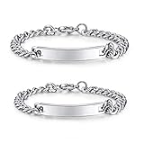 NEHZUS Mens and Womens Custom Engraving Stainless Steel Bracelets Personalized Gift for Couples