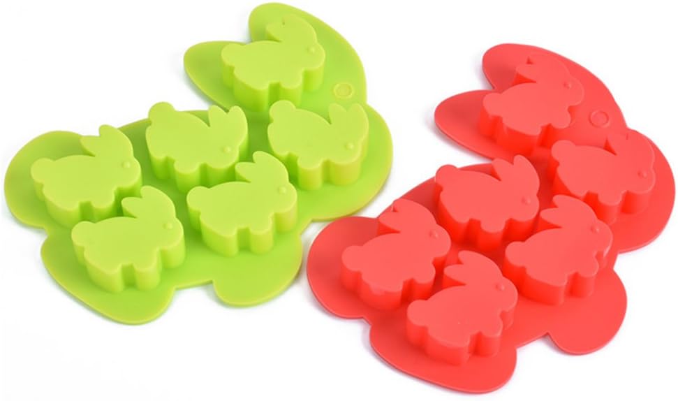 Always Your Chef 2 Pack 6-Cavity Mini Silicone Candy Molds & Chocolates Molds & Ice Cube Trays, Rabbits Shaped, Random Color