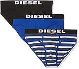 Diesel Men's 3-Pack Andre Yarn Dye Cotton Stretch Brief, Royal Stripe/Black/Royal, Large