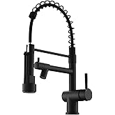 Commercial Faucet with Sprayer, VFAUOSIT Black Kitchen Faucet with Pot Filler Single Handle Lever Pull Down Sprayer Kitchen Sink Faucets, Stainless Steel Faucets for Kitchen Sink, RV Farmhouse